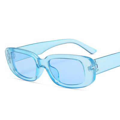 Black rectangular fashion sunglasses with dark lenses, featuring a thick frame and temples, angled on a white background. - Image 8