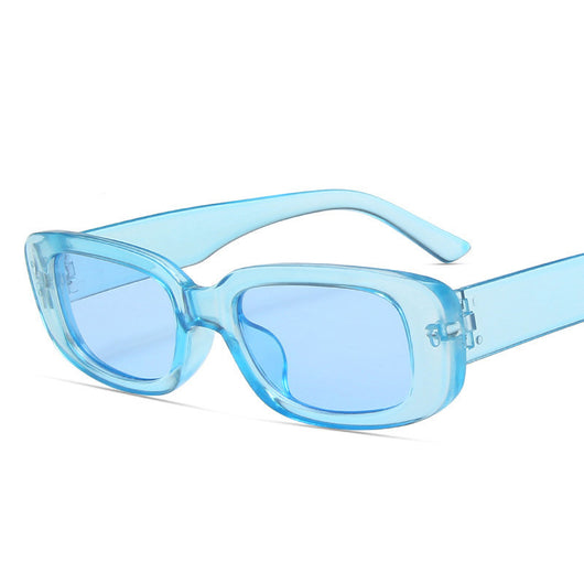 Black rectangular fashion sunglasses with dark lenses, featuring a thick frame and temples, angled on a white background. - Image 8