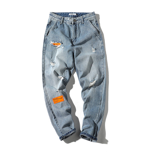 Jeans Azules Vintage con Roturas Desgastadas para Hombre - Image 2