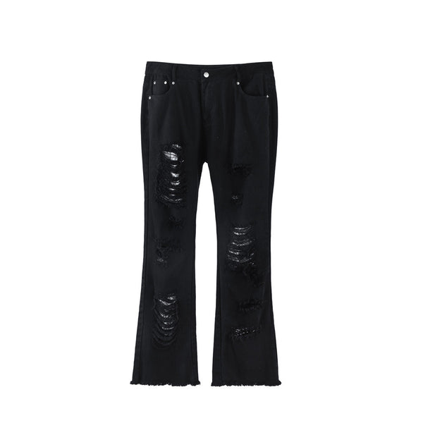 Pantalones Acampanados Holgados con Detalle Deshilachado - Estilo Europeo Casual