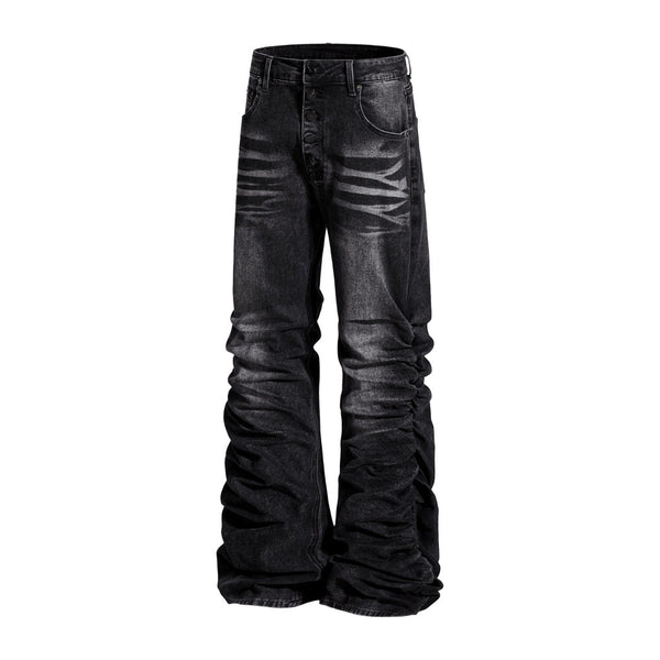 Jeans de Diseñador para Hombre con Pliegues Texturizados y Corte Premium