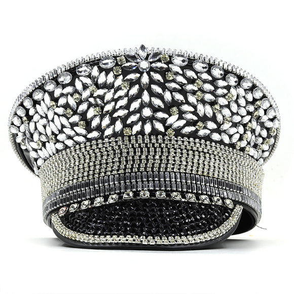 Gorra de Diamantes Plateada con Lentejuelas para Novia y Eventos