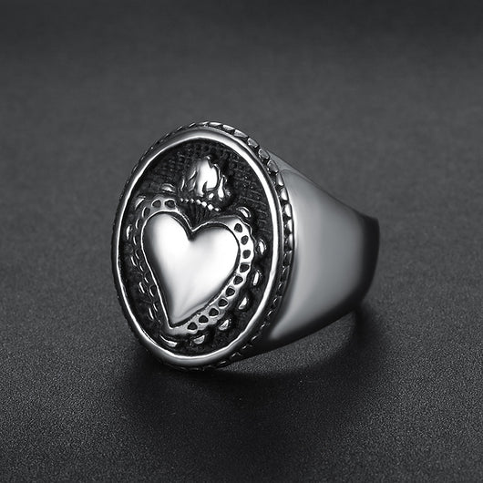 Anillo Sagrado Corazón de Jesús Acero Inoxidable para Hombre y Mujer - Joya Biker Punk con Cruz - Image 7