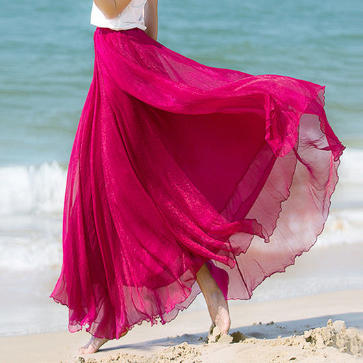 Vestido Playero Elegante de Gasa de Seda Dorada - Corte Amplio - Image 19