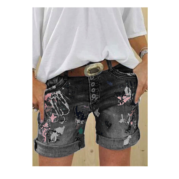 Shorts de Mezclilla Estampados Efecto Lavado - Image 11