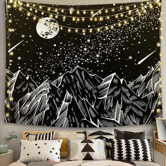 Tapiz Blanco y Negro Serie Estampada para el Hogar