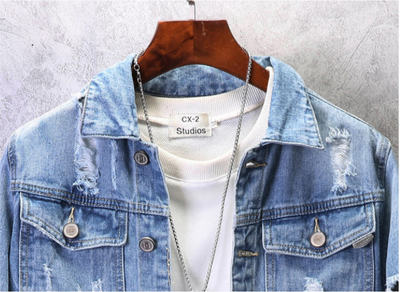 Chaqueta de Mezclilla Desgarrada con Estilo Casual - Image 5