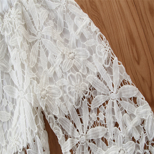 Conjunto Elegante para Niña: Camisola Amarilla y Pantalón Blanco de Encaje - Image 2