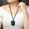 Colar Búddha com Saco de Ba Gua e Cabeça de Lobo em Obsidiana - Estilo Selvagem