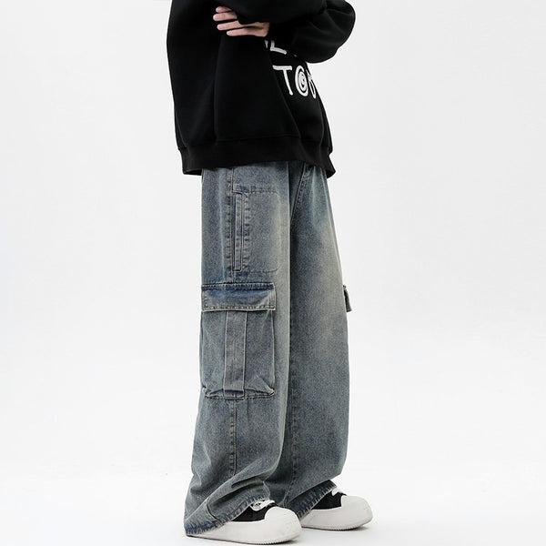 Pantalones Rectos Anchos Estilo Retro para Hombre