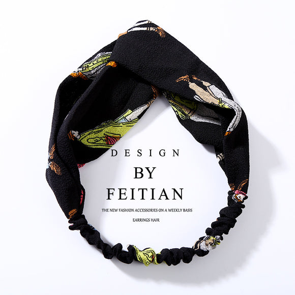 Diadema de Chifón Floral con Nudo Cruzado