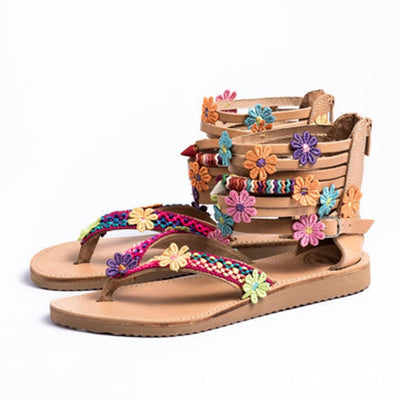 Sandalias Étnicas con Cuentas de Pétalos - Image 5