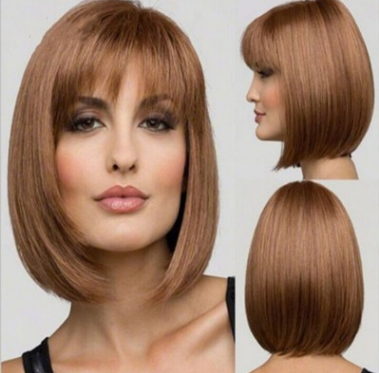 Peluca Bob Corto con Flequillo Lateral - Ondas Suaves y Volumen Natural - Image 2