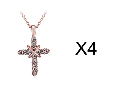 Cadena de Clavícula con Cruz de Jesús Tachonada - Image 6