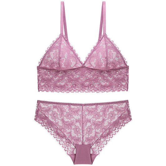 Conjunto de Brasier de Encaje sin Varillas para Mujer