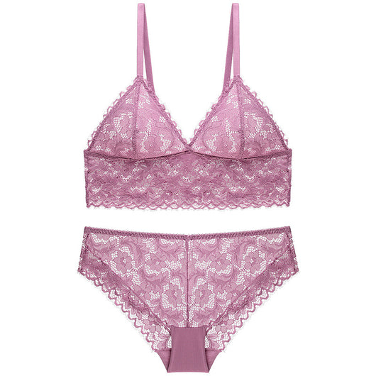 Conjunto de Brasier de Encaje sin Varillas para Mujer