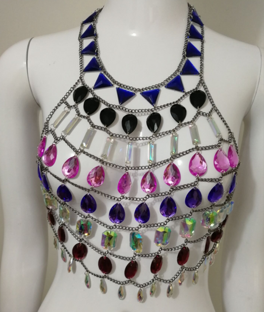 Top Crop Backless Lujo con Strass y Detalles Calados para Playa y Fiesta - Image 2