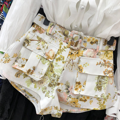 Conjunto de 2 Piezas: Blusa Hueca Manga Larga + Short Estampado - Image 3