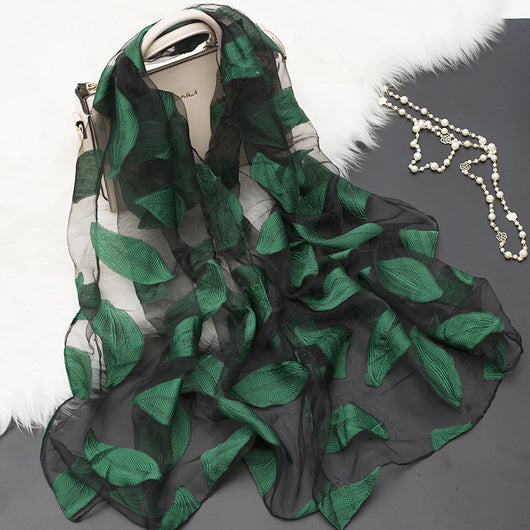 Pañuelo de Seda Estampado Flores Huecas - Diseño Elegante y Versátil - Image 14