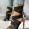 Sandalias de Tacón Fino con Tiras Cruzadas y Patrón Serpiente