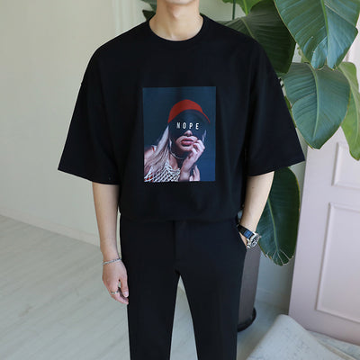 Camiseta Estampada Cuello Redondo Manga Corta para Hombre