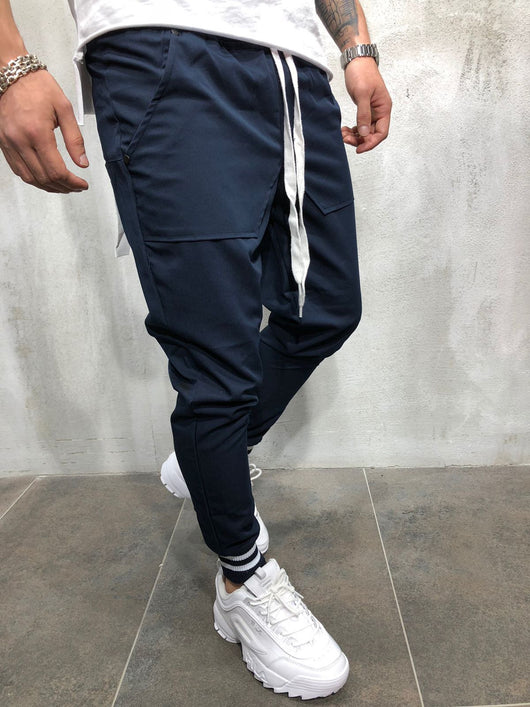 Pantalones Casuales de Algodón con Diseño Spliced para Hombre - Image 4