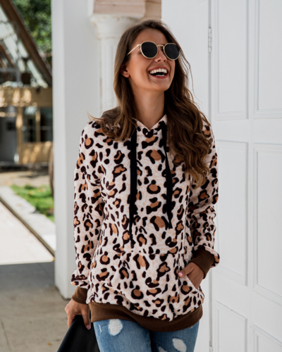 Sudadera con Capucha y Bolsillos Estampado Leopardo - Image 5