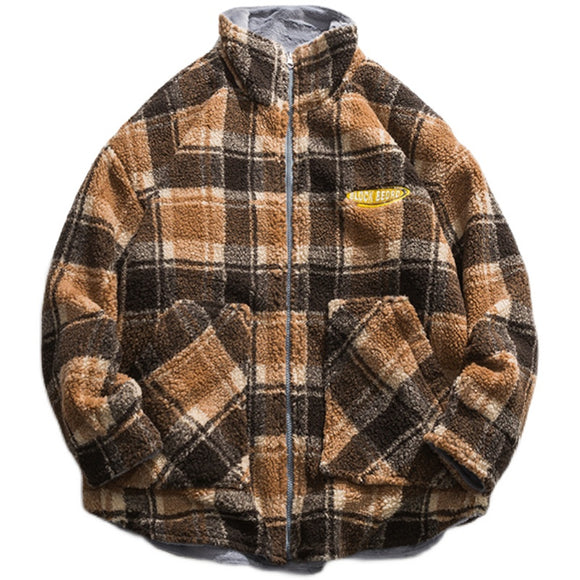 Chaqueta de Algodón con Cuello Alzado en Terciopelo de Cordero Invierno