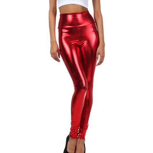 Pantalones de Cuero Brillante Cintura Alta para Mujer - Image 5