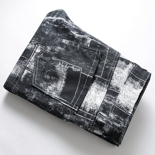 Pantalones Casuales Negros con Cierre Frontal y Estampado Juvenil - Image 2