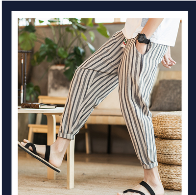 Pantalones Casuales Hombre Talla Grande Algodón Lino Estilo Japonés - Image 2