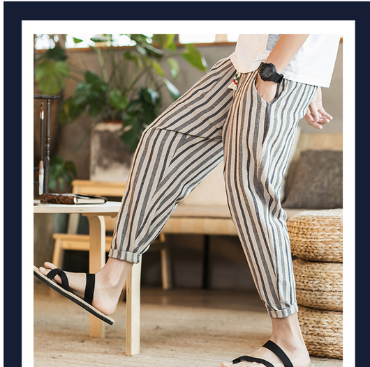 Pantalones Casuales Hombre Talla Grande Algodón Lino Estilo Japonés - Image 2