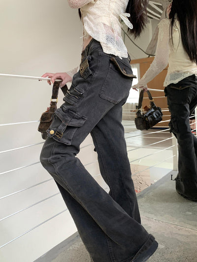 Jeans Acampanados Lavados Estilo Vintage con Múltiples Bolsillos - Image 14
