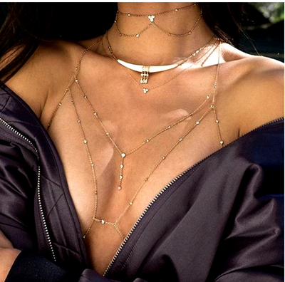 Cadena Corporal Sexy con Diamantes y Borlas - Accesorio de Playa Elegante