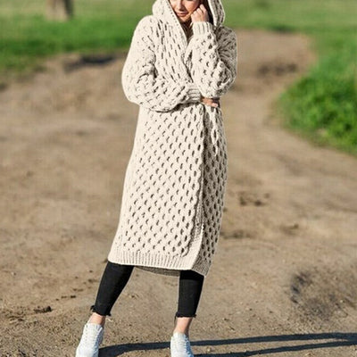 Cardigan Tejido Grueso con Capucha para Invierno Mujer - Image 10