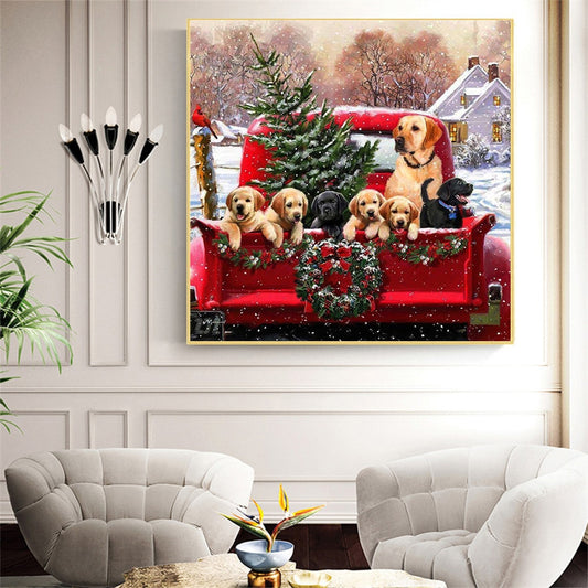 Pintura de Diamantes Perro Cuadrado Completo DIY