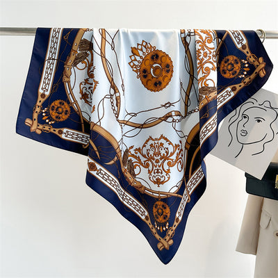 Pañuelo de Seda Twill Estampado 90cm con Anilla Cadena - Diseño Europeo y Americano - Image 7
