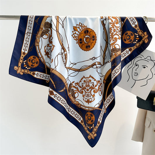 Pañuelo de Seda Twill Estampado 90cm con Anilla Cadena - Diseño Europeo y Americano - Image 7