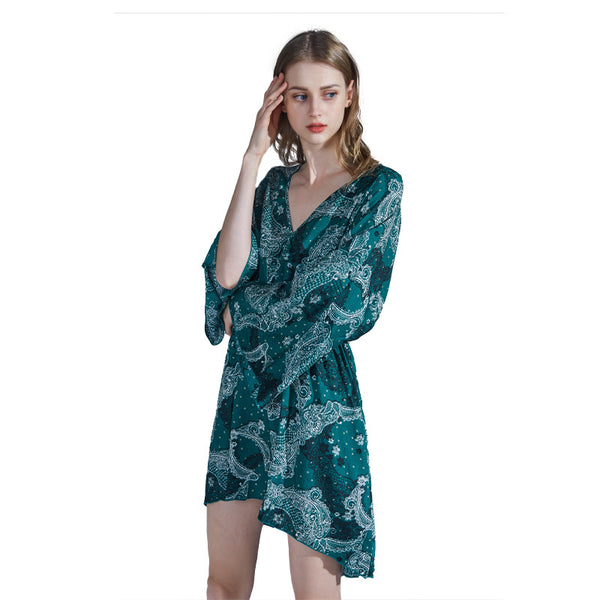 Pijama de Seda de Hielo Escote en V