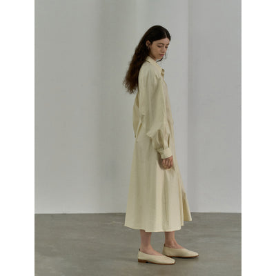 Vestido Camisero de Algodón con Mangas Curvas y Cintura Ajustada - Image 4