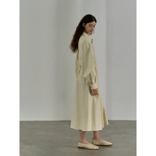 Vestido Camisero de Algodón con Mangas Curvas y Cintura Ajustada - Image 4