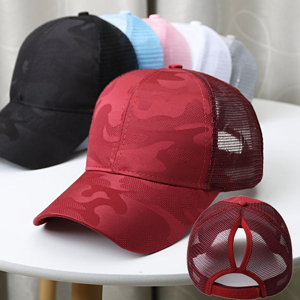 Gorra de béisbol con cola de caballo para mujer