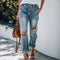 Pantalón Vaquero Blanco Rotos con Cordones