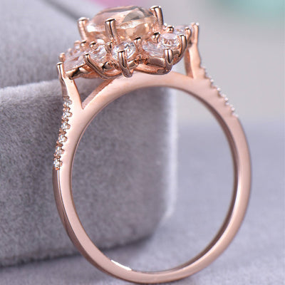 Anillo de Flor con Diseño Copo de Nieve en Oro Rosado - Circonita Cúbica - Image 6
