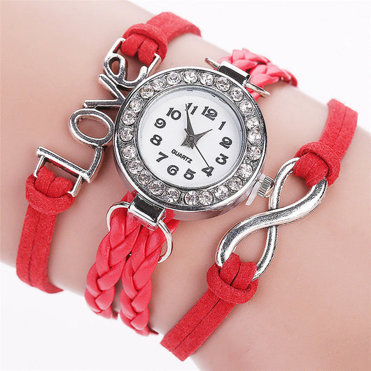 Reloj Pulsera de Diamantes con Correa de Terciopelo Coreano LOVE para Mujer - Image 7