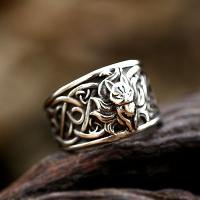 Anillo de Acero Inoxidable con Diseño Retro de Zorro para Hombre - Image 2
