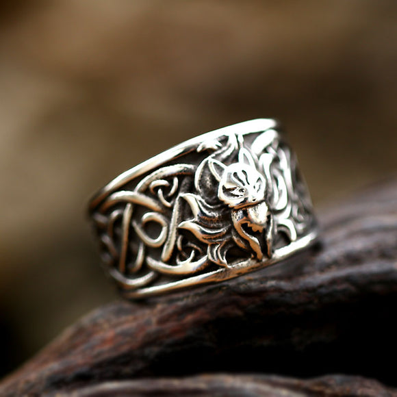 Anillo de Acero Inoxidable con Diseño Retro de Zorro para Hombre