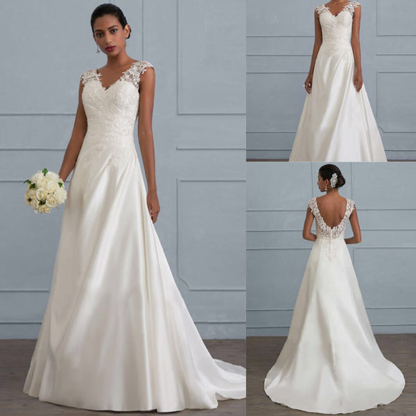 Vestido de Novia Sirena Asimétrico con Encaje y Cola Trailing