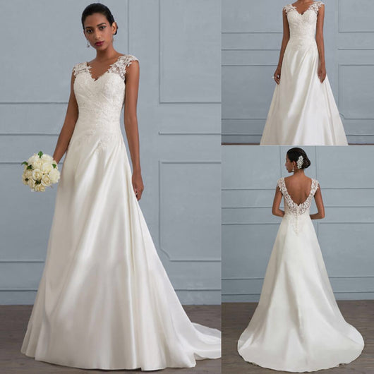 Vestido de Novia Sirena Asimétrico con Encaje y Cola Trailing