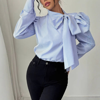 Blusa Elegante con Lazo en el Cuello y Mangas Largas para Mujer - Image 4